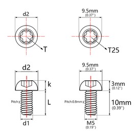 Wanyifa 12 tornillos de titanio Ti Torx M5 x 10 para freno de disco de bicicleta, tornillos de rotor Gr5 (coloridos)