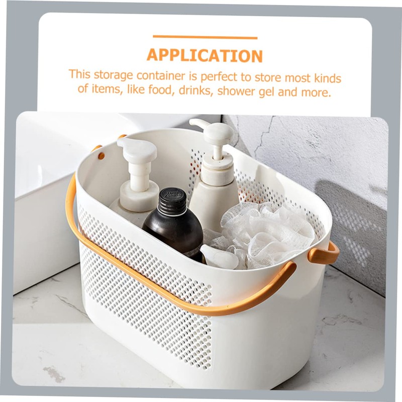 ABOOFAN Plastic Storage Basket with Handles Ventilated Organizer for Bathroom