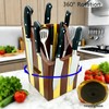 360° Rotating Magnetic Wooden Knife Block for Kitchen without Knives