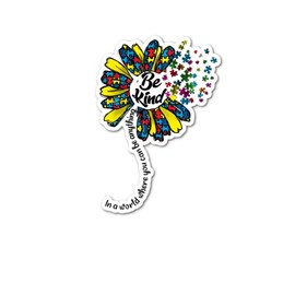 Be Kind Flower Puzzle Pieces Autism Waterproof Sticker Decal