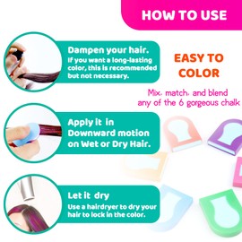 TALLSOCNE Hair Chalk for Kids – 8-Color Non-Sticky Washable Hair Dye for Kids – Hair Chalk for Girls with Dark Hair, Blonde – Vibrant Temporary Hair Color for Kids – Washes Out with Shampoo