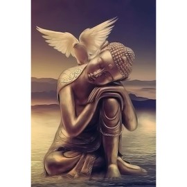 WACYDSD Puzzle 1000 Pieces Buddha and White Dove Classic Puzzle DIY Kit Wooden Toy Unique Gift Home Decor