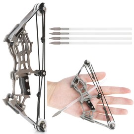 AMEYXGS Archery Bow Set Stainless Steel Compound Bow for Hunting Shooting Practice RH/LH Archer with 4/12 Arrows and Target Paper (6.1 inch Bow, 4 x Arrow)