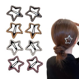 Samcos Star-shaped Hair Pin, Hair Clip, 4 Colors, 8 Pieces, 2.4 inches (6 cm) Wide, Alloy, Hair Ornament, Cute, Stylish, Hair Accessory
