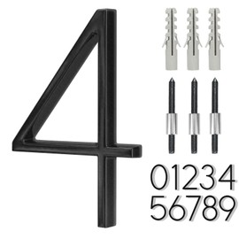 BVNUD 5 Inch Stainless Steel Floating House Number, Metal Modern House Numbers, for Outdoor Mailbox Yard Home Wall DoorGarage Gate with Nail Kit, Coated Black, 911 Visibility Signage