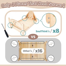 SoulThink Floppy Ear Wooden Rabbit Bed - Easy to Assemble Rabbit Bed with Removable & Washable Fleece Mat, Small Animal Bed Suitable for Bunny, Guinea Pig, Chinchilla, Ferrets, Rats