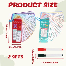 1 x 1 Flashcards, Multiplication and Division Multiplication Table 1 x 1 Learning Game Multiplication Cards with 4 Erasable Pens Disposable Table Cards from 1 to 12 Learning Aid