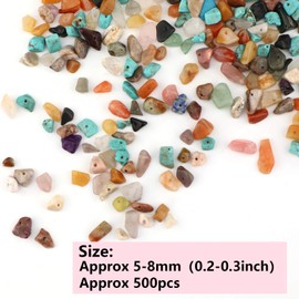 LUTER Natural Chip Stone Beads About 500Pcs Irregular Gemstone Beads Crystal Loose Rocks Bead Hole Drilled for DIY Jewelry Necklace Bracelet Earring (Multicolor)