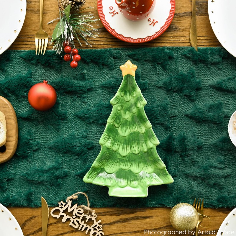 Artoid Mode Christmas Trees Green Soft Plush Faux Fur Jacquard