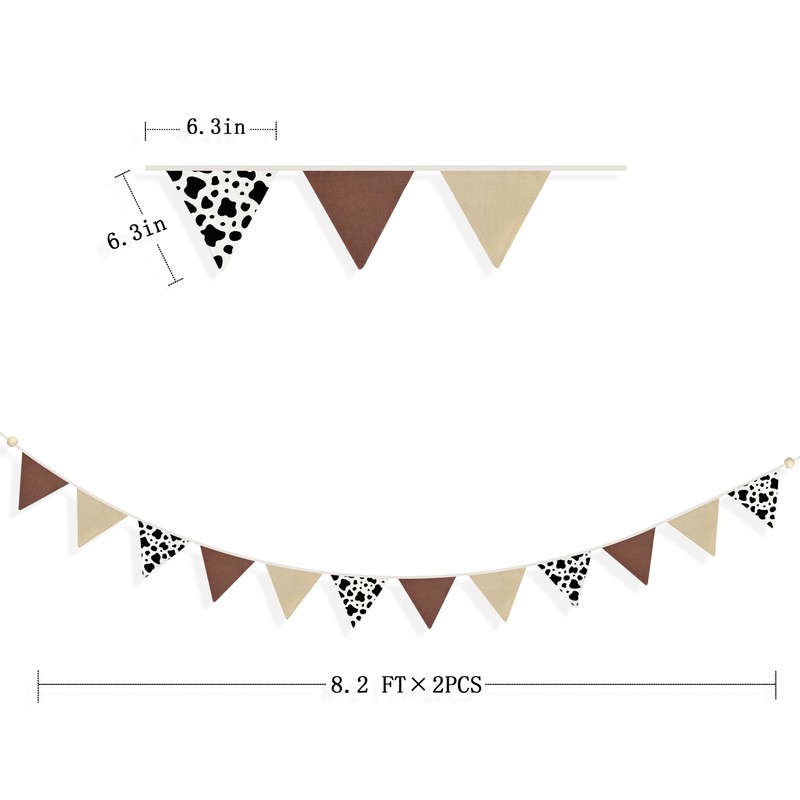 2Pack Brown Western Cowboy Bunting Banner Nursery Garland Double Sided