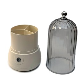 Makeup Brush Holder Acrylic Cosmetic Organizer with Adjustable Dividers, Dust,Proof, Modern Vanity Storage for Brushes, Eyeliners, Beauty Sponges Matte White