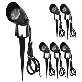LEDwholesalers Low Voltage LED Outdoor Landscape Garden Metal Spot Light Fixture with Built-in Shade 12V AC/DC 7W (6-Pack), Warm White, 3753WWx6