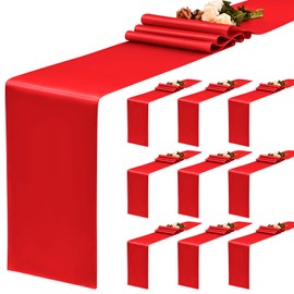 YMHPRIDE 10 Pack Red Table Runner Satin Table Runner, 12x72 Inch Long Silk Table Runner for Wedding Party Birthday Banquet Table Decoration - Red