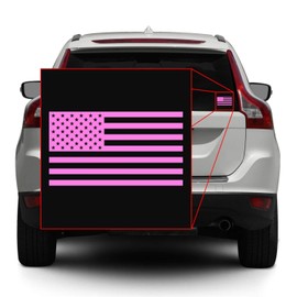 Hill Country Vinyl American US Flag [Pick Color/Size] Vinyl Decal Sticker for Laptop/Car/Truck/Window/Bumper (5in x 2.8in, Matte Pink)