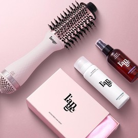 NEW! L’ange Blow All Out Value Set - Le Volume 2-in-1 Titanium Brush Dryer, Hair Wrap Towel Gentle Microfiber, Glass Hair Thermal Blowout Primer, Managé:_Blush_75mm_Blush