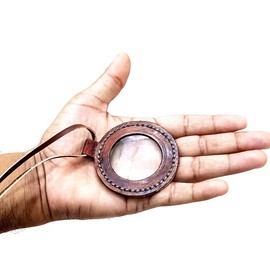 Nautical Replica Hub Magnifying Lens with Leather Holder Leather Rimmed Magnifying Glass Lens Necklace