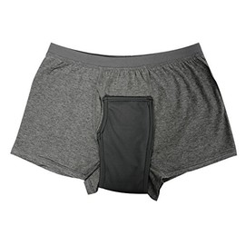 Men's Light Incontinence Pants Comfortable Boxer Shorts DX (Gray, Medium)