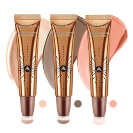 3PC Liquid Contour Blush Highlighter Beauty Wand Set - Smooth & Lightweight Contour Stick for Liquid Contour, Blush, Highlighter Application, Vegan & Cruelty-Free (01+04+05)