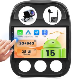 2+64G Android Car Stereo for Jeep Compass Patriot 2010-2016 Wireless Carplay Android Auto, 10.1 Inch Touch Screen Car Radio GPS WiFi Bluetooth Audio Receiver FM RDS SWC Mic Backup Camera