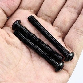 1/4-20 x 2 Button Head Socket Cap Screws, Stainless Steel 18-8(304), Black Oxide, Allen Hex Drive, Full Thread, 10 PCS (with Hex Spanner)