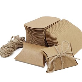 DIYI 100pcs Kraft Paper Pillow Candy Box for Wedding Party Supply