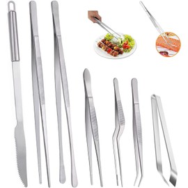 Pinzas de Cocina 7 Piezas Precision Pinzas para Cocinar de Acero Inoxidable, para Barbacoa, Procesamiento de Alimentos, Decorar, Hornear, Herramientas de Cocina para Decoración de Platos