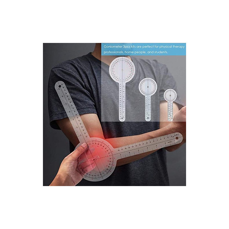 Teppich 3Pcs Goniometer 6/8/12 Inch Occupational Therapy Protractor Tool Measuring