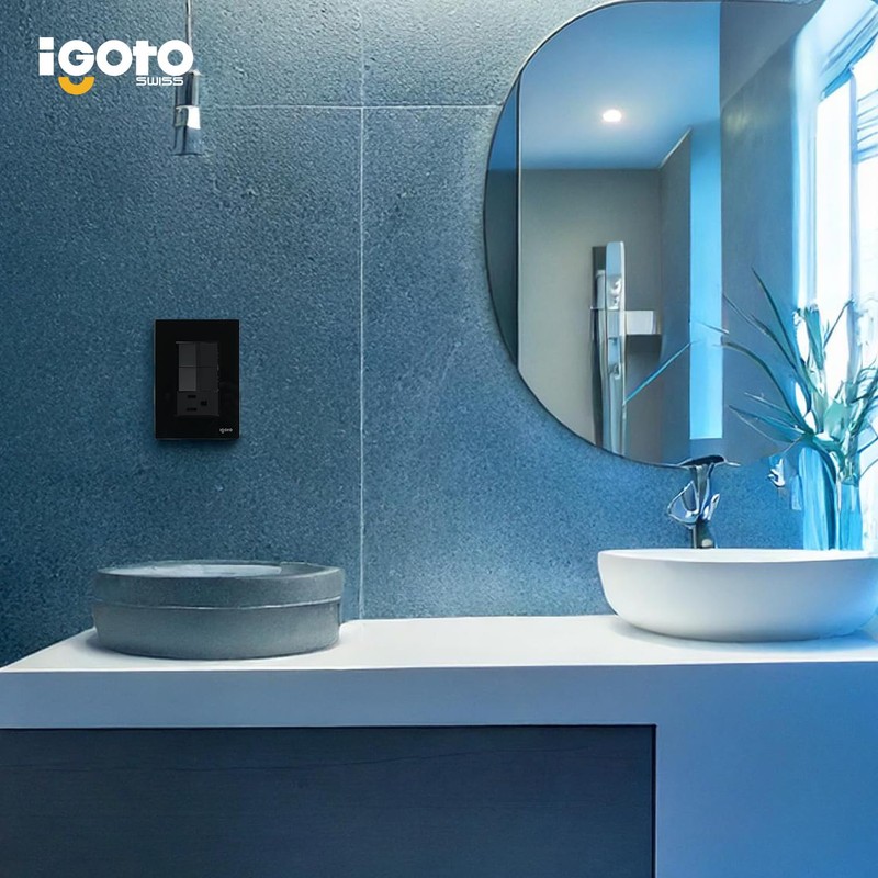 Placa Armada Cristal con 2 Apagadores Sencillos Y 1 contacto