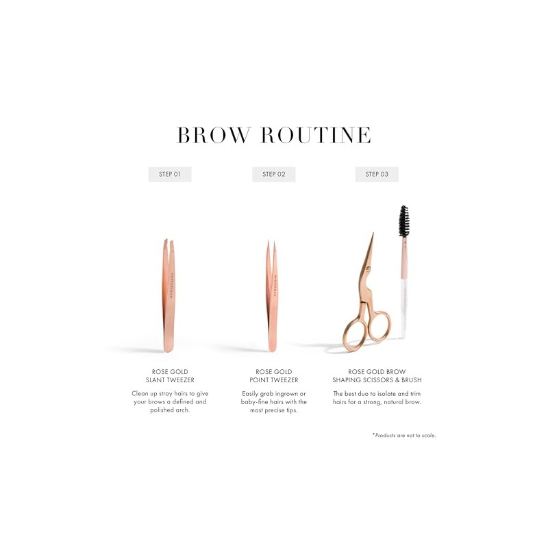 Tweezerman Rose Gold Brow Shaping Kit, Scissors & Brush (Set