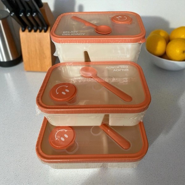 Unbranded Lot of 3 Bento Lunch Boxes Dbl & Sgl