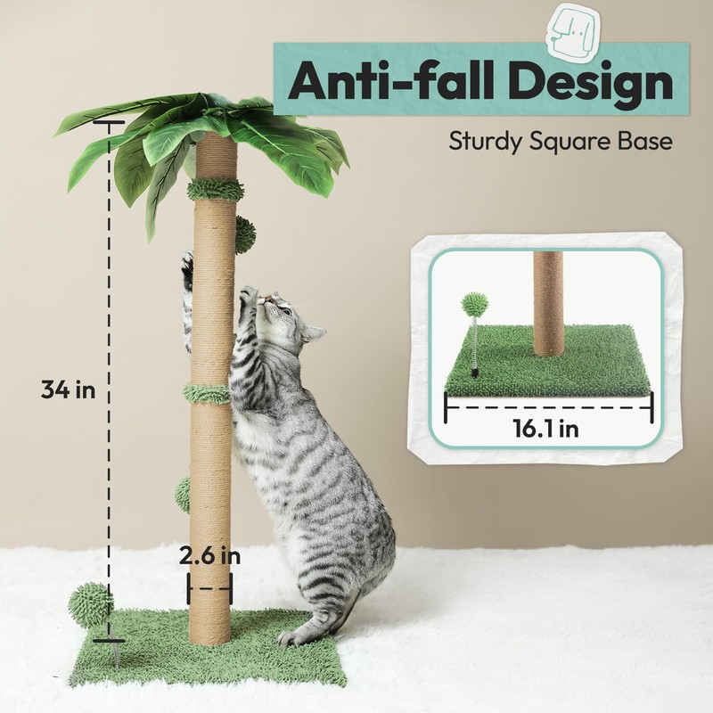 Pomesea Cat Scratching Post, 34'' Tall Cat Scratchers for Indoor