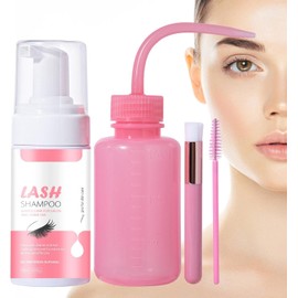 Champú De Pestañas Limpiador De Extensión De Pestañas Con Botella De Enjuague, Cepillo,Espuma De Extensión De Pestañas De 100ml Y Cepillos Limpiador De Párpados Para Desmaquillador, Salón, Uso