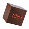 6x6x6cm Wooden Electronic Digital Alarm Desk Clock Temperature LED Display