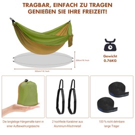 EDWINENE Camping Hammock for Multiple People, Hammock Ultralight Bragbar, Load Capacity up to 300 kg (300 x 200 cm), Hammock with Travel Bag for Outdoor, Indoor, Beach, Camping