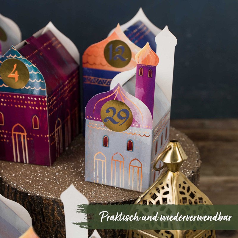 Papierdrachen DIY Ramadan Calendar for Crafts and Filling, Houses, 30