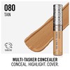 Rimmel London, Multi-Tasker Concealer, 080 Tan, Crease-Proof, Transfer-Proof, Waterproof, Up