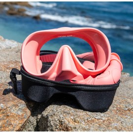 Easy to Pack HD Wide Angle Diving mask and Travel Snorkel Set, Frameless, Tempered Glass, Quality Soft Silicon, Anti-Fog, Scratch Resistant by damacho (Coral Pink)