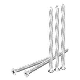 DTGN 20Pcs M5x100mm Flat Head Wood Screws, 304 Stainless Steel Phillips Self Tapping Screws - Good for Woodworking, Furniture - Silver