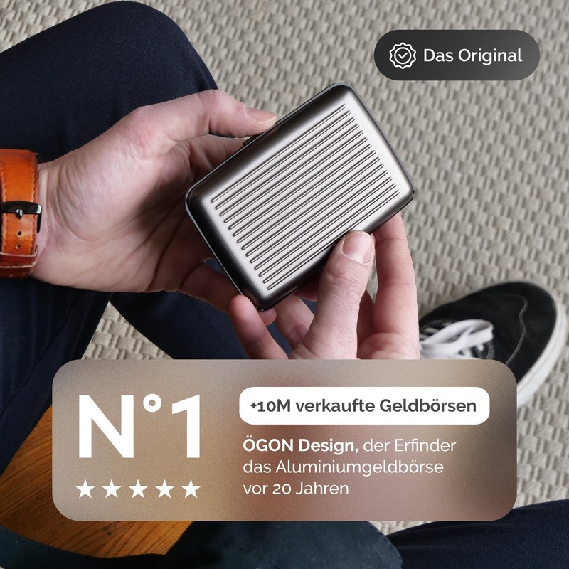 ÖGON -DESIGNS- Aluminium Card Case with Metal Closure, RFID Protection