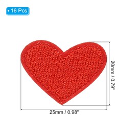 PATIKIL Iron on Patches 16 Pack Heart Shape Patches Embroidered Patches Love Appliques Embellishments for Clothes Jackets Hat Backpack Repair Decorations Red