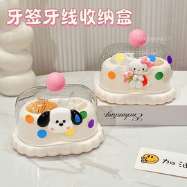 2025 New Household Kitty Cotton Swab & Toothpick Holder - Cute Cartoon KT Cat Design GO10 Beige Flower KT 4ea