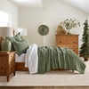EverGrace Cross-Stitch Velvet Quilt Set, Queen Size, Loden Green