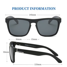 HGDGears Polarized Glasses Men Women Driving Cycling Fishing Retro Sunglasses UV Protection, Jet black