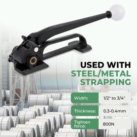 Flyrivergo Steel Strapping Tensioner for 1/2" to 3/4" Width Strapping, Steel Banding Strapping Tool for 0.3-0.4mm Thickness, Heavy-Duty Manual Tool Banding Kit