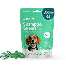 Washies Dog Shampoo Sheets, 2X Washes Than Liquid Dog Bathing Supplies, Waterless Puppy Shampoo & Dog Bath Supplies, Poodle Shampoo for Dog Bath, Dog Shampoo for Smelly Dogs (Mint 30ct)