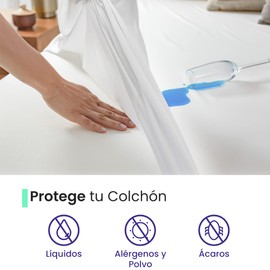 UBBE SLEEP Ubbe Protector de Colchón, 100% Impermeable, Hipoalergénico. Suave Cubre Colchón de Tela Premium Certificada, Ultra Delgada contra Agua. Blanco Tamaño Matrimonial: 135x190x45cm)