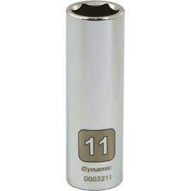 Dynamic Tools D003211 1/4" Drive 6 Point Metric Socket with 11mm Deep Length, Chrome Finish