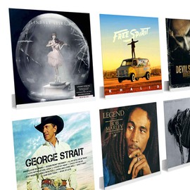 NIUBEE Acrylic Record Rack Wall Mount LP Album Cover Stand for Display, Length 11.8 inches (30 cm), Easy Installation (White, 6)