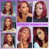 YFFSSJFC 12 Inch 99J Burgundy Bob Wigs Human Hair 200%