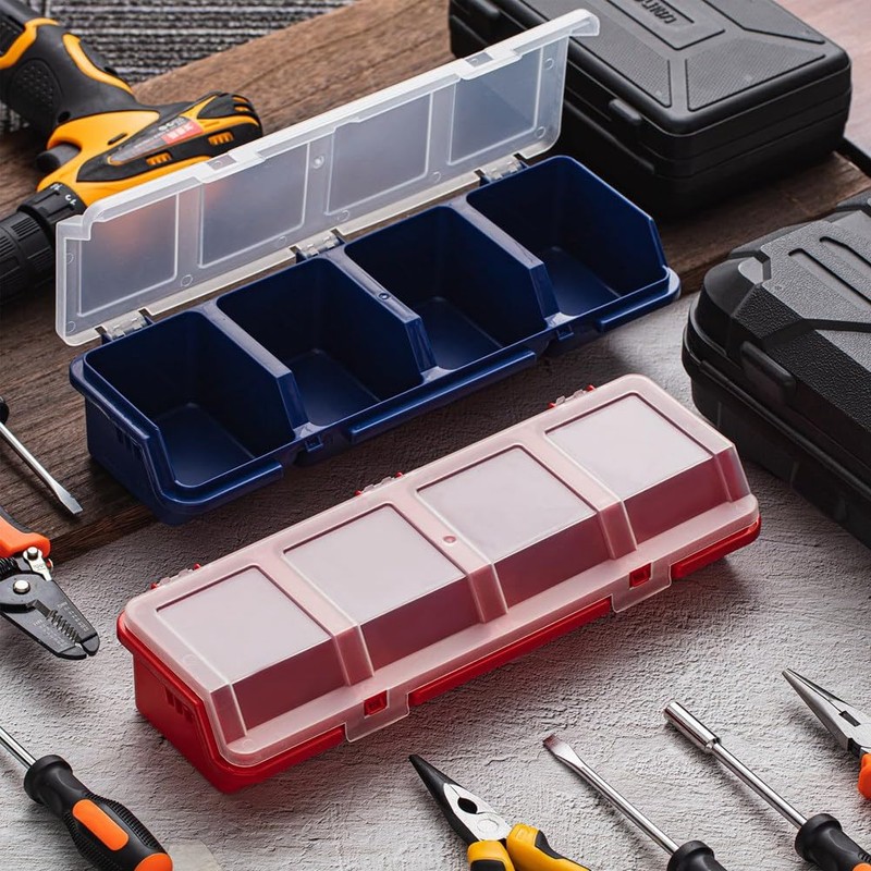Qezodsx 4 PCS Screw Organizers and Storage Bins with Locks